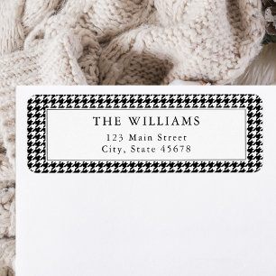 Zwart-wit Houndstooth Retouradres Etiket