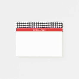 Zwart Wit Houndstooth Rood Naam Initialen Post-it® Notes