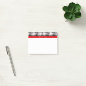 Zwart Wit Houndstooth Rood Naam Initialen Post-it® Notes (Kantoor)