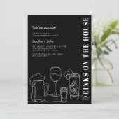 Zwart-wit Housewarming Party Kaart (Staand voorkant)