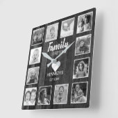 Zwart-wit hout 12 Fotocollage Vierkante Klok (Hoek)