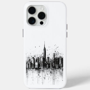 Zwart-wit Huidige Stadsaanzicht iPhone 15 Pro Max Hoesje