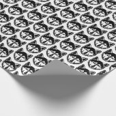 Zwart-wit Husky Portret Lino Cut Pattern Cadeaupapier (Hoek)