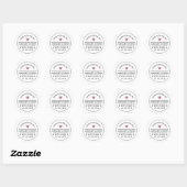 Zwart Wit Huwelijk Custom Namen & Datum Rood Hart Ronde Sticker (Vel)