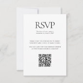 Zwart Wit Huwelijk Custom QR Code Online RSVP Kaartje (Voorkant)