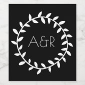 Zwart Wit Huwelijkskrans Voedsel Drank Etiket Set (Enkel label)