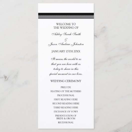 Zwart-wit huwelijksprogramma programma (Voorkant)
