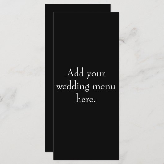 Zwart-wit huwelijksreceptie Menu Kaarten (Voorkant / Achterkant)