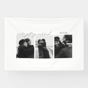 Zwart & Wit Huwelijksuitnodiging Banner – Romantis