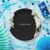 Zwart Wit Hydrangeas Vrijgezellenfeest Papieren Bordje (Feest)