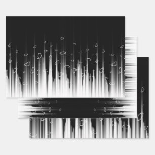 Zwart-wit hypnotische cirkelvormige lijn strepen k inpakpapier vel