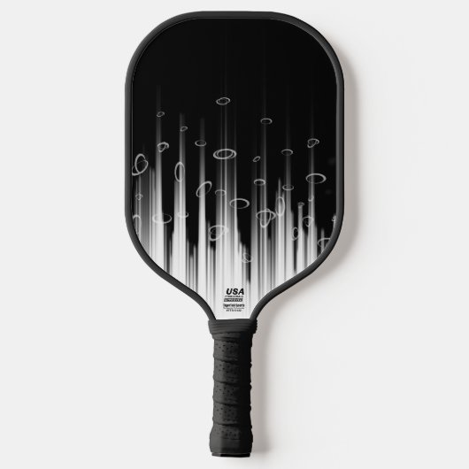 Zwart-wit hypnotische cirkelvormige lijn strepen k pickleball paddle (Achterkant)