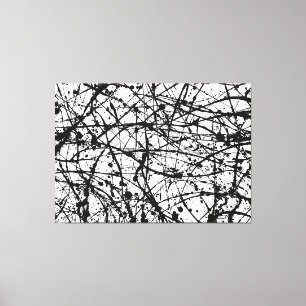 ZWART-WIT I - Action painting - Abstract - Canvas Afdruk