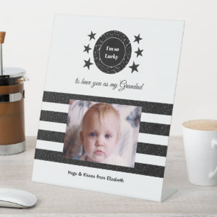 Zwart-wit Ik heb zo veel geluk bij foto's van Gran Reclamebord Met Voetstuk