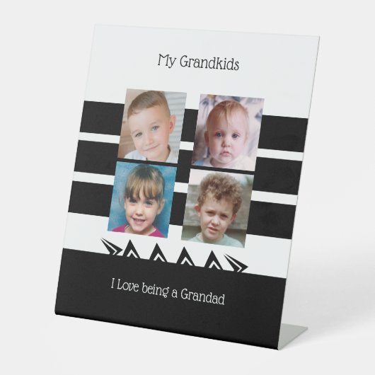 Zwart-wit Ik hou van foto's van een opa Reclamebord Met Voetstuk (Voorkant)