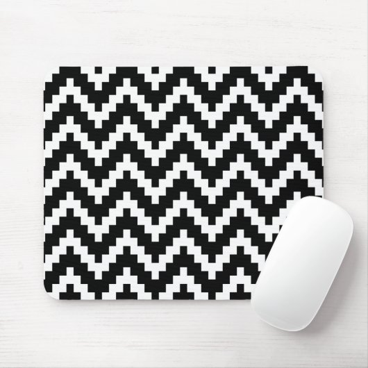 Zwart-wit Ika Zigzag Geometric Pattern Muismat (Met muis)