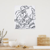  zwart-wit illustratie 60s poster (Keuken)