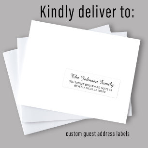 Zwart wit individueel gastadres elegant label