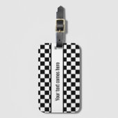 Zwart-wit ingecheckt bagagelabel (Voorkant (verticaal))