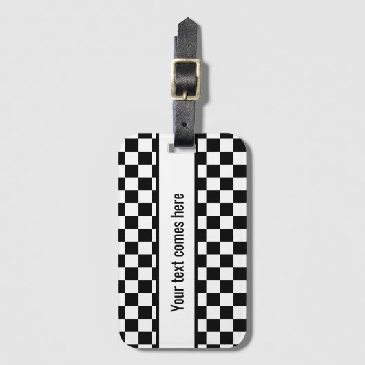 Zwart-wit ingecheckt bagagelabel (Voorkant (verticaal))