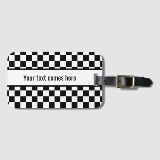 Zwart-wit ingecheckt bagagelabel (Voorkant (horizontaal))