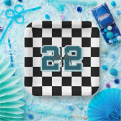 Zwart-wit ingecheckt, bord vlaggenpapier (Feest)