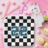 Zwart-wit ingecheckt, bord vlaggenpapier (Feest)
