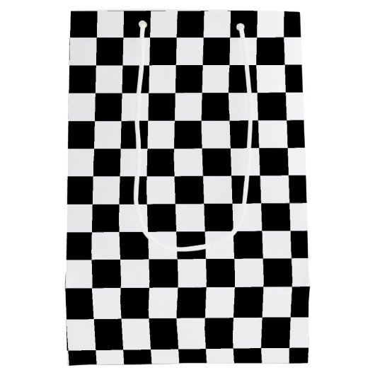 Zwart-wit ingecheckt medium cadeauzakje (Achterkant)