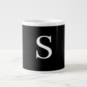 Zwart-wit Initiaal Letter Monogrammed Plain Extra Grote Beker (Voorkant)