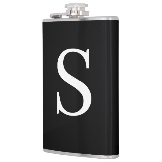 Zwart-wit Initiaal Letter Monogrammed Plain Heupfles (Links)