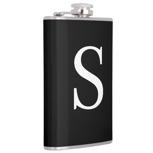 Zwart-wit Initiaal Letter Monogrammed Plain Heupfles (Rechts)