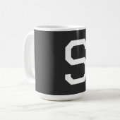 Zwart-wit Initiaal Letter Monogrammed Plain Koffiemok (Voorkant links)