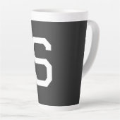 Zwart-wit Initiaal Letter Monogrammed Plain Latte Mok (Rechterhoek)