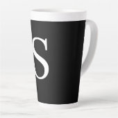 Zwart-wit Initiaal Letter Monogrammed Plain Latte Mok (Rechterhoek)