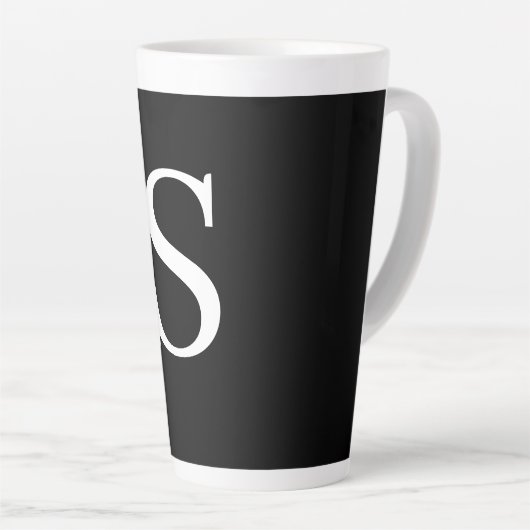 Zwart-wit Initiaal Letter Monogrammed Plain Latte Mok (Rechterhoek)