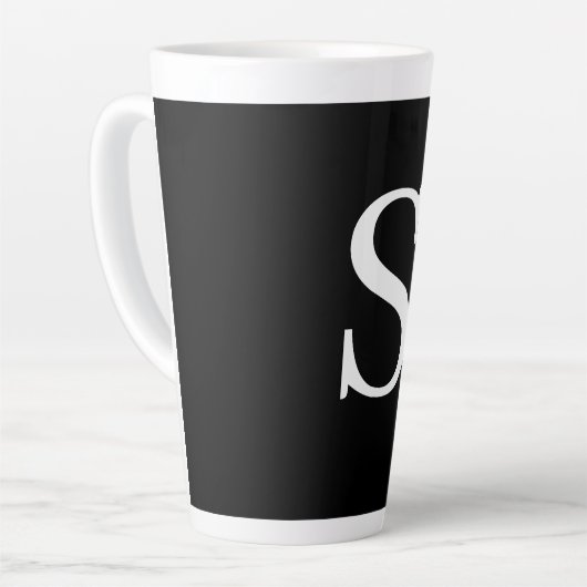 Zwart-wit Initiaal Letter Monogrammed Plain Latte Mok (Linkerhoek)