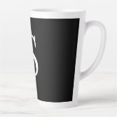 Zwart-wit Initiaal Letter Monogrammed Plain Latte Mok (Rechts)