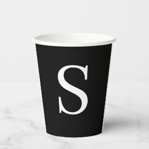 Zwart-wit Initiaal Letter Monogrammed Plain Papieren Bekers
