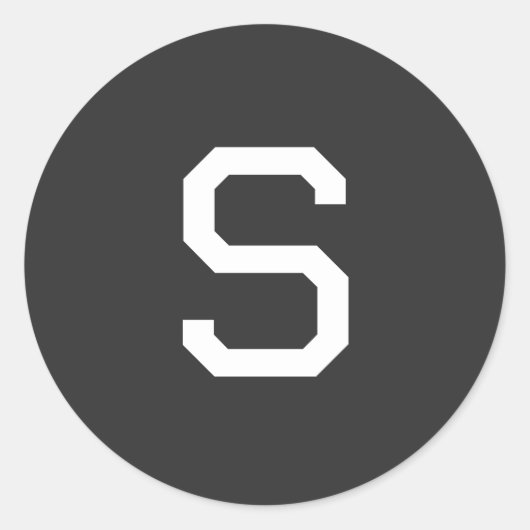 Zwart-wit Initiaal Letter Monogrammed Plain Ronde Sticker (Voorkant)