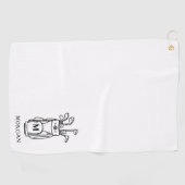 Zwart Wit Initiaal Monogram Golfhanddoek (Horizontaal)