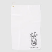 Zwart Wit Initiaal Monogram Golfhanddoek (Voorkant)