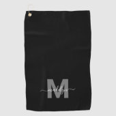 Zwart Wit Initiaal naam Monogram Golfhanddoek (Voorkant)