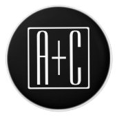 Zwart & Wit | Initialen van koppels Keramische Knop (Voorkant)