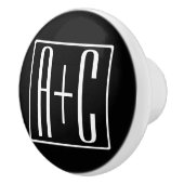 Zwart & Wit | Initialen van koppels Keramische Knop (Rechts)