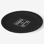 Zwart & Wit | Initialen van koppels Papieren Bordje (Gekanteld)