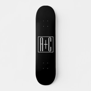 Zwart & Wit Initialen van koppels Skateboard