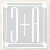 Zwart & Wit | Initialen voor koppels Glazen Onderzetter (Achterkant)