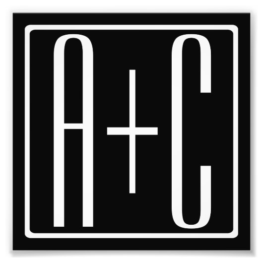 Zwart-wit | Initialen voor paren Foto Afdruk (Voorkant)