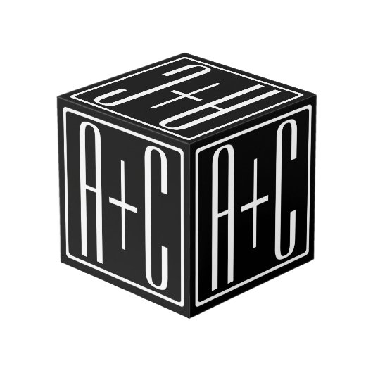 Zwart-wit | Initialen voor paren Kubus (Achter hoekig)