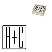Zwart-wit | Initialen voor paren Rubberstempel (Gestempeld)